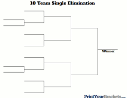 10 Team Single Elimination Printable Tournament Bracket