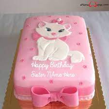 Girlfriend birthday special pink rose cake with name.write name on cake.make name cake online.print lover name on romantic cake.fondant cake with name.name cake maker for dp pics.generate name on lovely and designer cake for birthday party celebration.wish you a very. Cute Cat Birthday Name Wish Cake For Sister