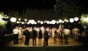 globe string lights outdoor wedding