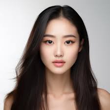 long dark hair with light korean makeup
