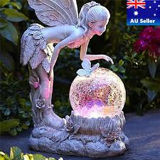 solar fairy angel resin statue led