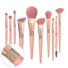 bling crystal pink makeup brushes set