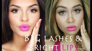 big lashes bright lips makeup tutorial