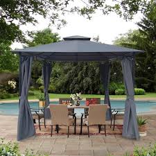 Gray Outdoor Canopy Tent With Curtains
