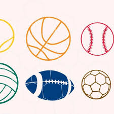 Composite of multiple sports balls for use as a general sports image. Ballgames Balls Baseball Basketball Soccer Tennis Football In Svg Beehivefiles Rhinestonehive
