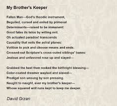 my brother s keeper poem by david grzan
