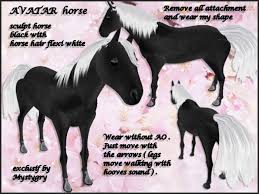 It is a dominant genetic trait. Second Life Marketplace Avatar Horse Sculpt Black Horse Hair White Just Wear