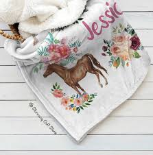 horse pony fleece blanket custom baby