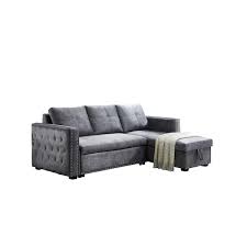 Gray Velvet Sleeper Sectional Sofa