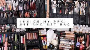 inside my pro makeup kit set bag