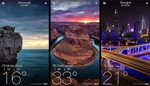 weather app featuring landscape backgrounds