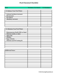 Pool Chemical Checklist Archives Running A Household