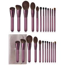 12pcs lilac makeup brushes wooden
