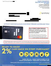 synchrony premier credit card 2 cash