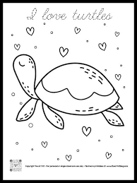 i love turtles cursive coloring page