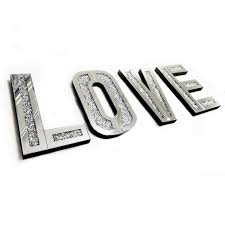 Silver Mirror Glass Love Letters Sign