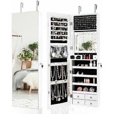Led Lighted Mirror Jewelry Cabinet Wall