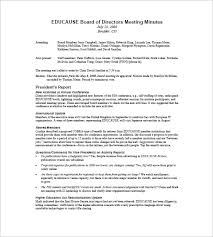 Board Of Directors Meeting Minutes Template 14 Word Excel