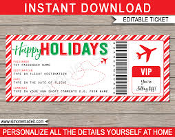 Holiday Boarding Pass Ticket Template Fake Plane Ticket Gift