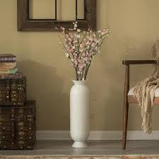 decorative white metal floor vase