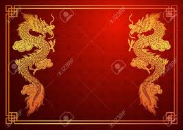 Chinese Traditional Template With Chinese Dragon On Red Background