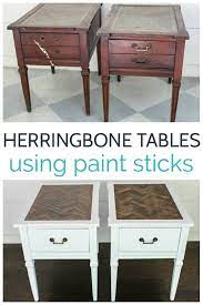 Herringbone Table Top With Paint Sticks