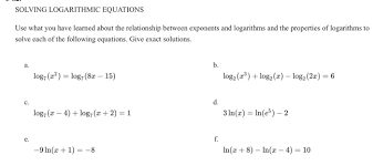 Solved Solving Logarithmic Equations
