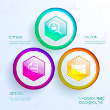 Business Infographic Web Chart Template With Three Colorful Glossy