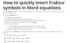 How To Quickly Insert Fraktur Symbols