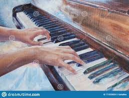 Female Pianist Hands and Piano Keys Oil Painting _n Canvas Stock  Illustration - Illustration of figurative, pianist: 171559559