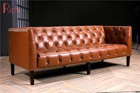 Modern Brown Leather Couch For Hotel