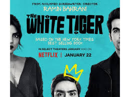 An ambitious indian driver uses his wit and cunning to escape from poverty and rise to the top. The White Tiger Priyanka Chopra Rajkummar Rao Adarsh Gourav Cut A Striking Figure For Official Poster Pinkvilla