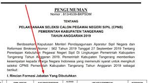 Pengumuman hasil seleksi administrasi cpns 2019 tahap ii. Pengumuman Cpns 2019 Kab Tangerang