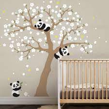 Panda And Cherry Blossom Tree Wall