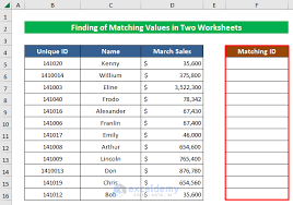 find matching values in two worksheets