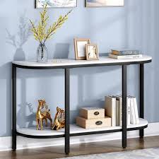 Faux Marble Console Table With 2 Tier