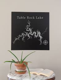 table rock lake map 24x24 black metal
