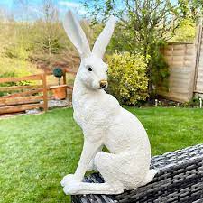 Vintage White Resin March Rabbit Hare