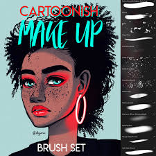 cartoon ish make up brush set procreate