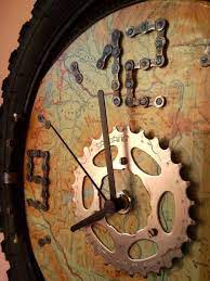 recycled wheel bicycle wall clock with