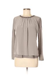 Details About Peserico Women Gray Long Sleeve Blouse 42 Italian