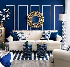 Modern Living Room With Navy Blue Walls