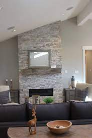 Stacked Ledger Stone Gas Fireplace With
