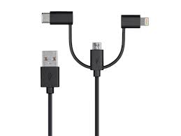 Monoprice Apple Mfi Certified Usb To Micro Usb Usb Type C Lightning 3 In 1 Charge Sync Cable 3ft Black Monoprice Com