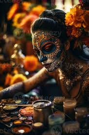 colorful sugar skull makeup artist at