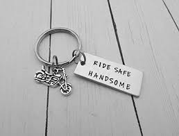 Shop motorcycle gift onesies created by independent artists from around the globe. Amazon Com Biker Keychain Ride Safe Handsome Hand Stamped Keychain Boyfriend Gift Gift For Husband Motorcycle Key Chain Gift For Him Handmade
