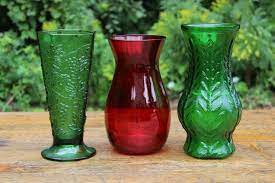 Colored Glass Vases Large Vintique