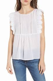 Chelsea28 New White Womens Size Large L Crochet Pleated Trim Knit Top 69 480 Ebay