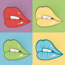 banner with lips in pop art comic style