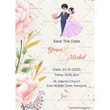 On february twenty third two thousand and sixteen at twelve noon. Cream Rose Floral Theme Christian Wedding Invitation Card Seemymarriage